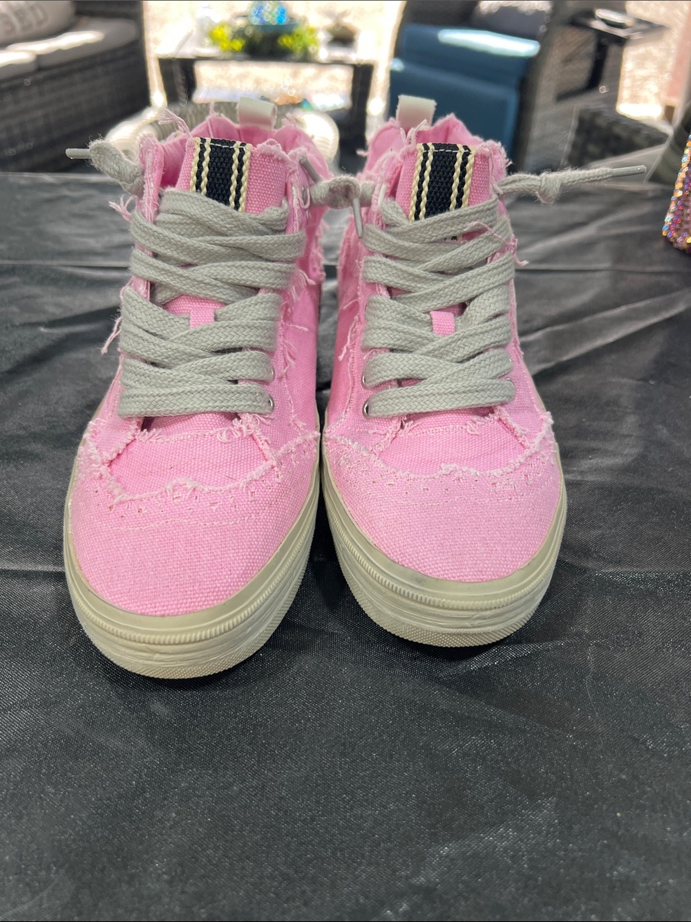 Women’s  Pink Canvas High-Top Sneakers